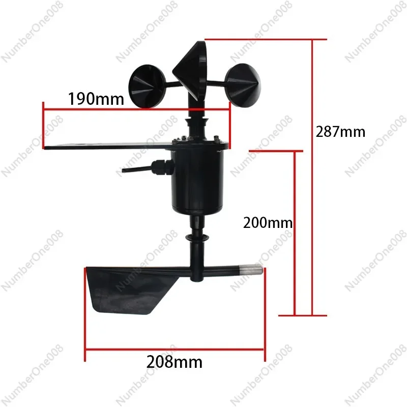 High-Precision 360° Wind Speed and Direction Sensor for Tower Cranes, Construction Site Weather Meter