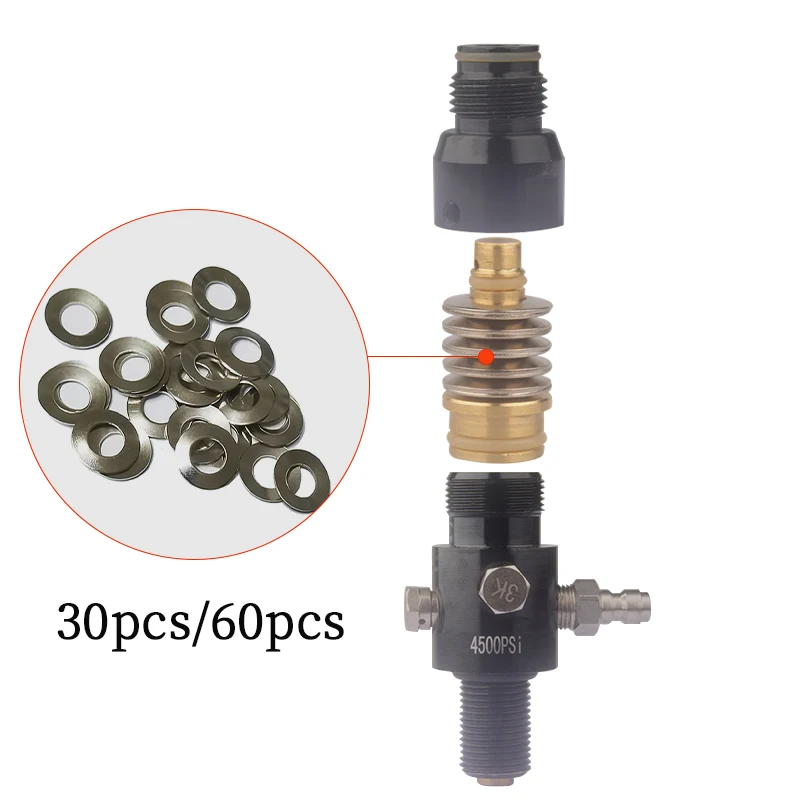 HPA 30PCS/60PCS Air Tank Valvula Reguladora Reduced Pressure Disk Pakkingen Gas Cylinder Valve Blaster Guarnizioni Accessories