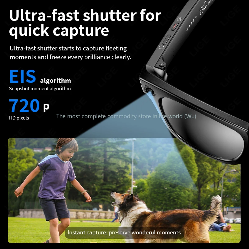 

New Camera Glasses Bluetooth Smart Glasses with Camera Voice Call Music Smart Sunglasses Video Sound Record Anti-blue AI Glasses