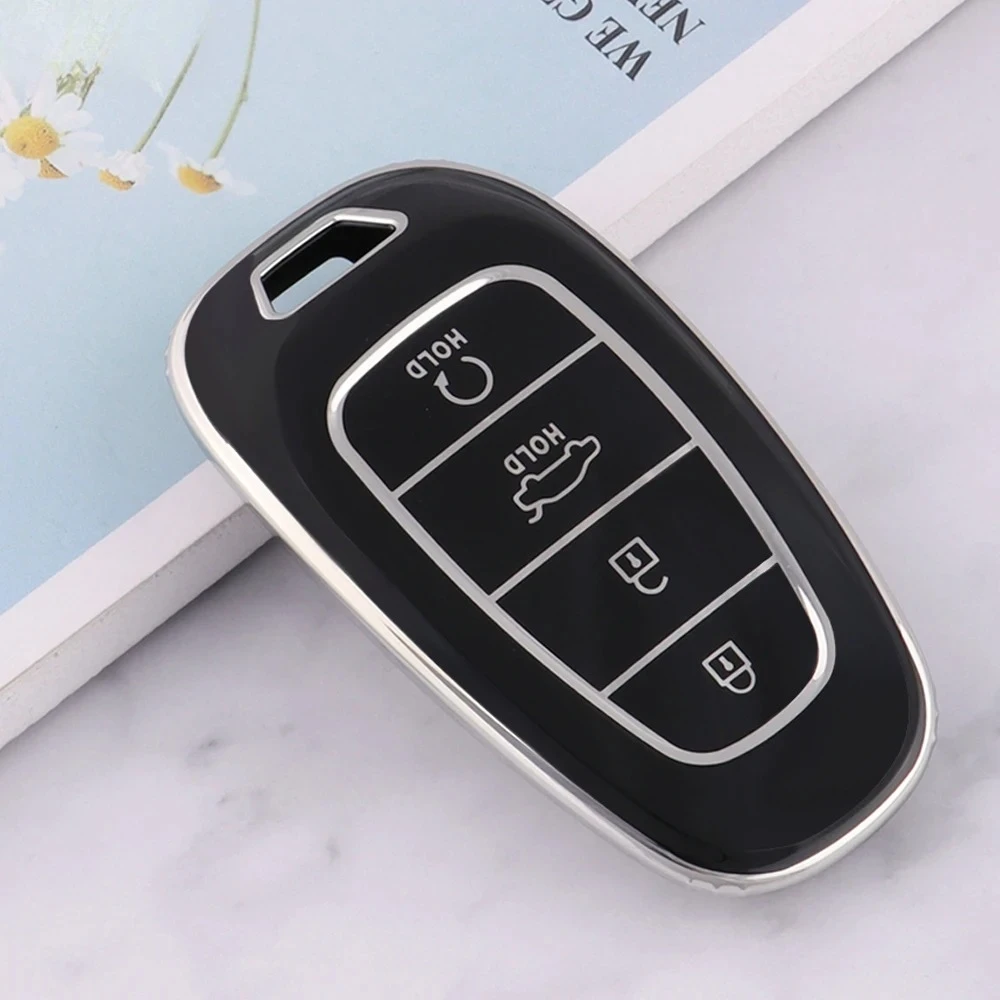 

Fashion TPU Car Key Case Cover Shell Fob For Hyundai Tucson Solaris Sonata Hybrid NEXO NX4 Santafe dn8 4 Buttons 2020 2021 2022