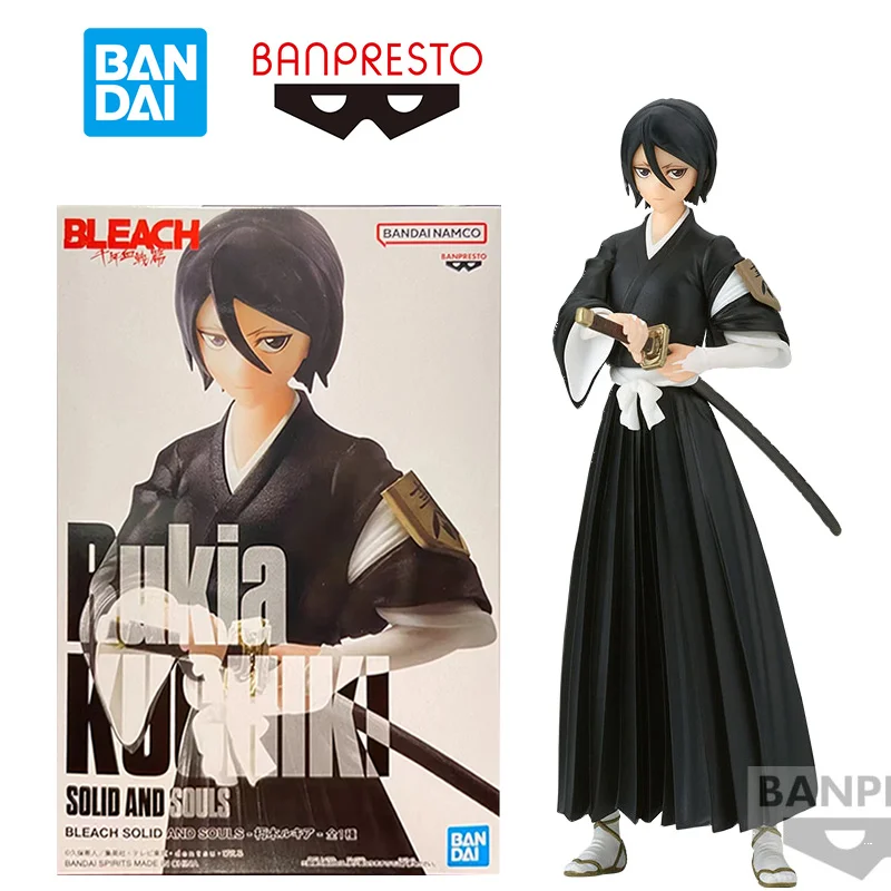 Bandai Namco Banpresto Rukia Kuchiki Bleach Solid and Souls 14Cm Anime Original Action Figure Model Toy Birthday Gift Collection