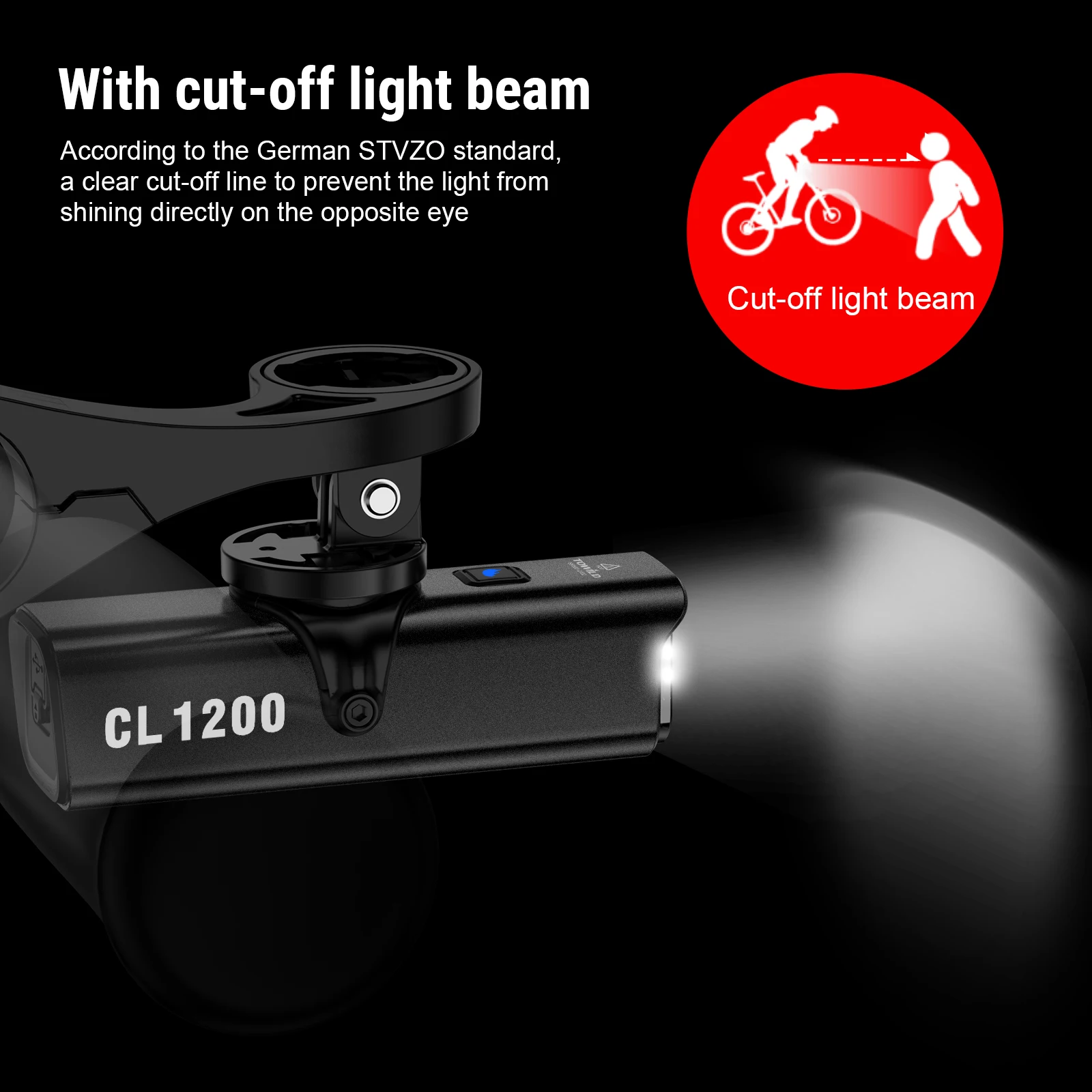 TOWILD CL1200 Bike Light Front Lamp USB Rechargeable LED 1200LM 4000mAh Bicycle Light Waterproof Headlight Bike Accessories