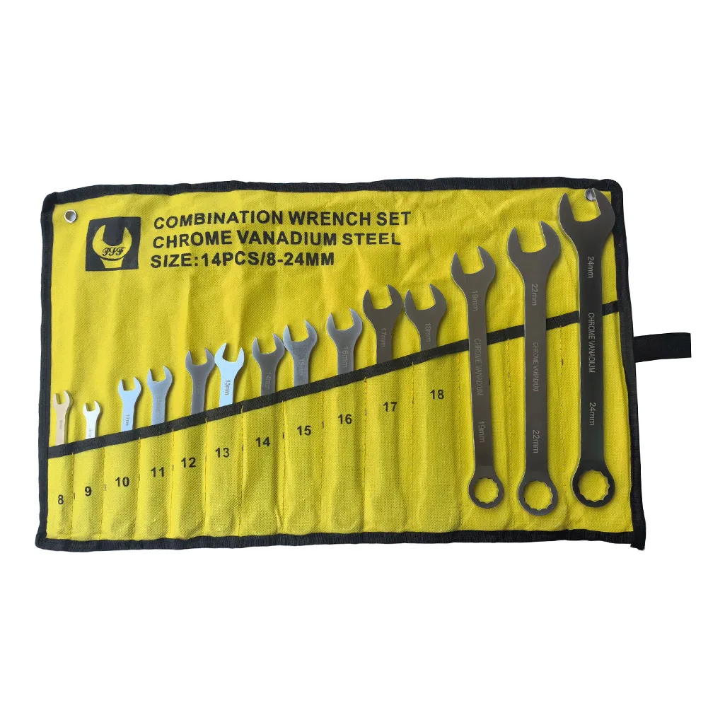 High Performance 14 Piece Metric Wrench Set 12 Point Spanner Tools for Home and For Garage Repairs 8mm to 24mm Sizes