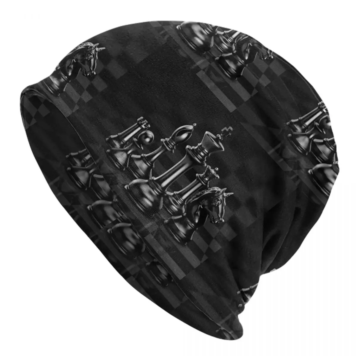 Black King Chess The-chessboard Men Women Adult Beanies Caps Knitted Bonnet Hat Warm Hip Hop Autumn Winter Outdoor Skullies Hats
