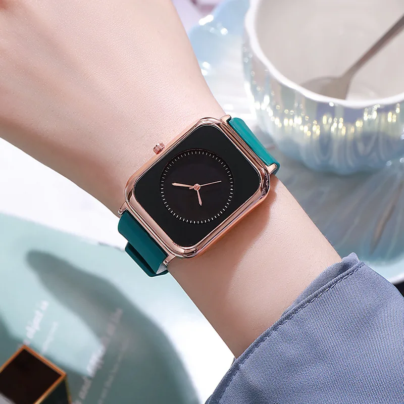 POPACC Fashion Simple Watch for Women Korean Style Solid Color Quartz Wristwatches Student Accessory Gift Daily Decoration