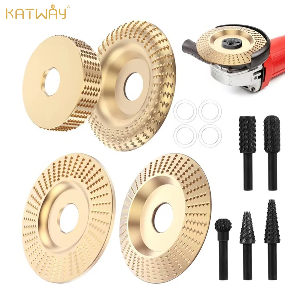 1/3/9Pcs Wood Carving Disc Set – 100mm & 95mm Grinder Wood Grinding Wheels, Polishing Rotary Tools Accessories KATWAY HH-AA202