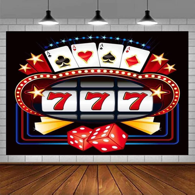 Photography Backdrop Casino For Party Playing Cards Dice Background Themed Party Decoration Photo Booth YouTube Banner Poster