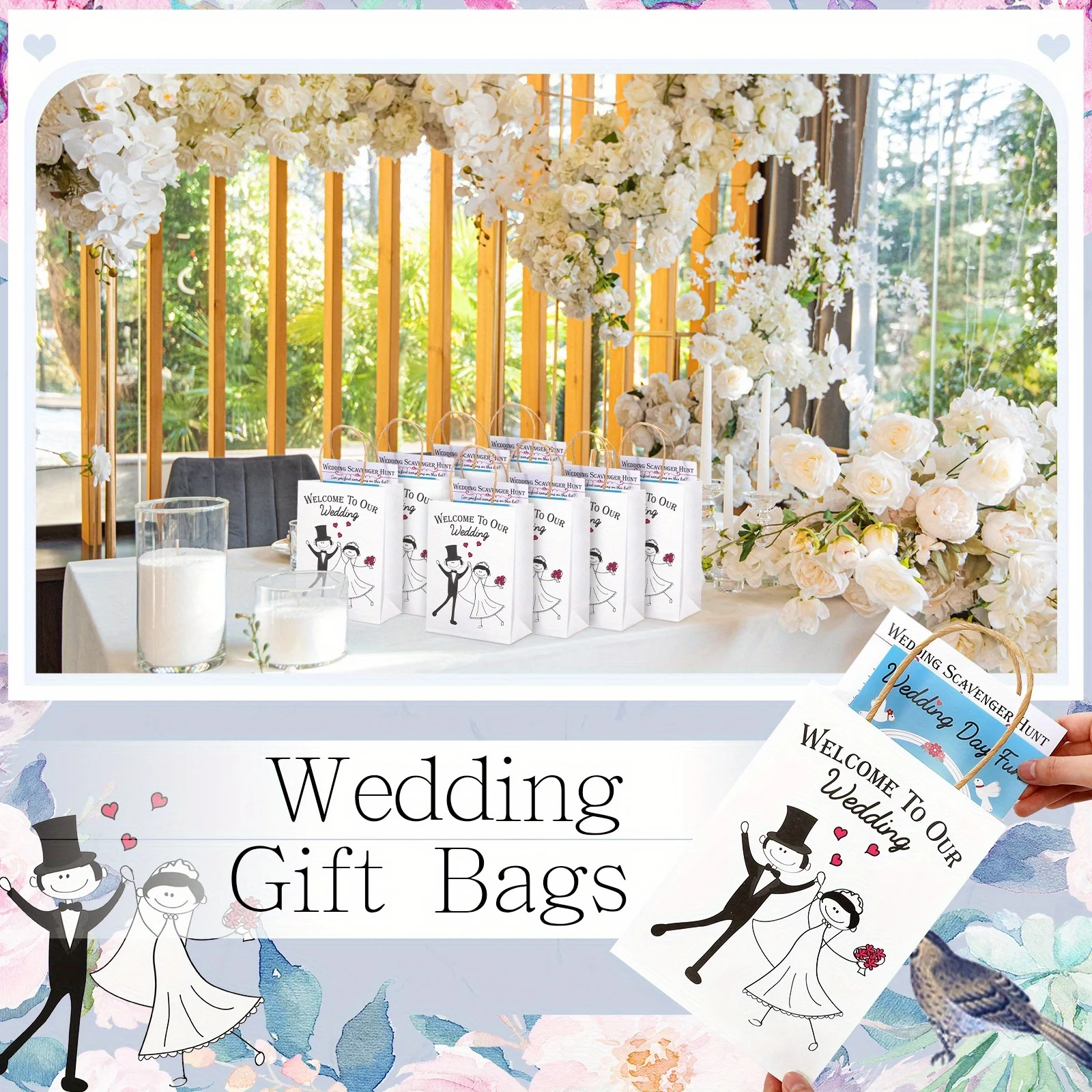 Wedding Activity Set – 96-Piece Guest Entertainment Kit: 24 Coloring Books, 24 Favor Bags, 24 Crayons & 24 Scavenger Hunt Sheets view 4