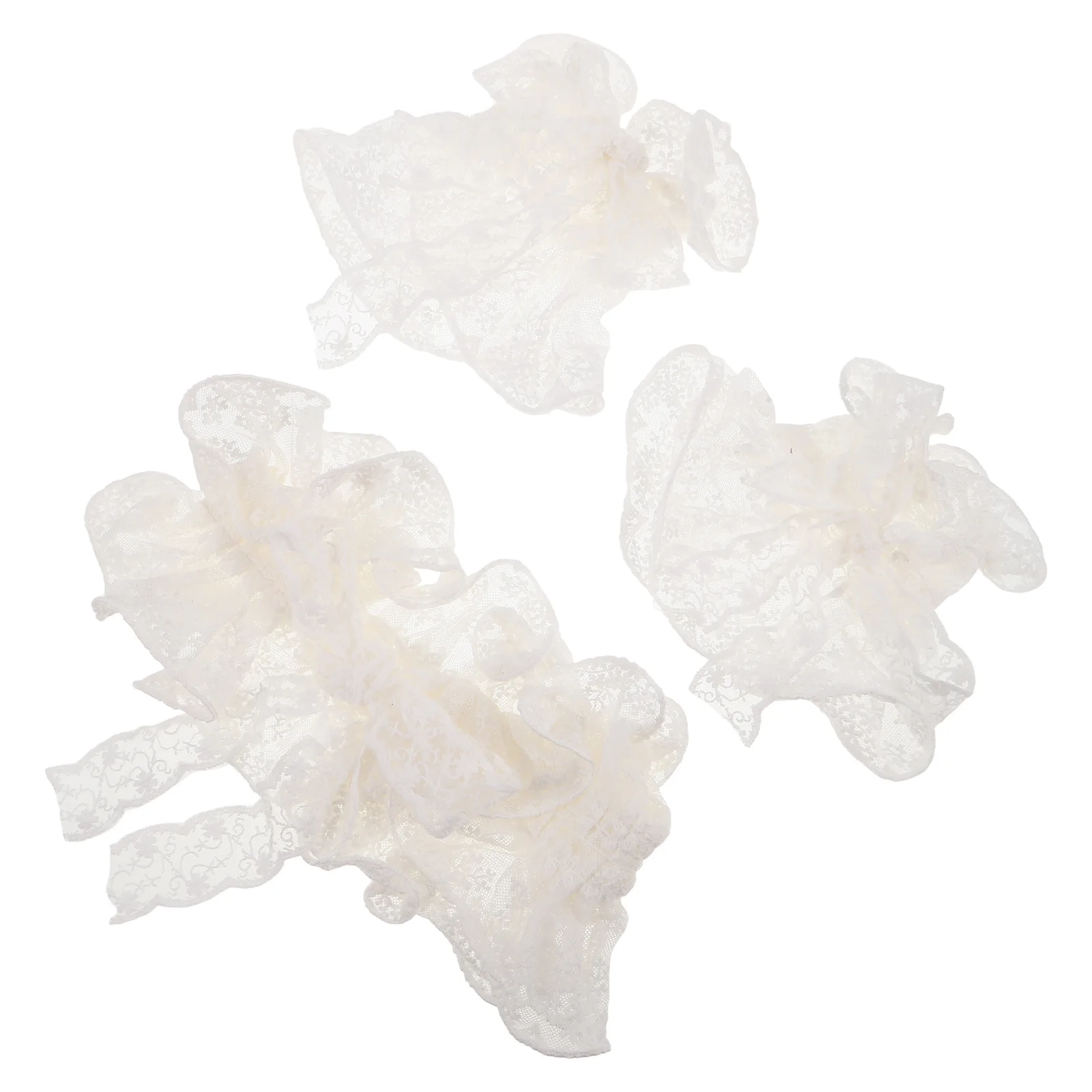 1 set witte kanten kraag manchetten set voor vrouwen Victoriaanse Lolita ruche afneembare nep kraag polyester feestkostuumaccessoires