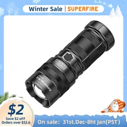 SUPERFIRE GT60 xhp90 2600lm LED Flashlight with Taillight Zoom USB-C Chargeable Lantern Built in 6000mAh Battery Camping Torch