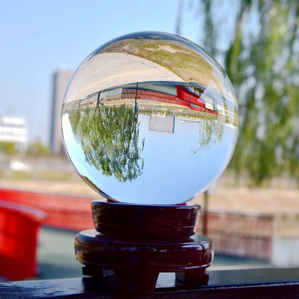

Crystal Ball Sphere 100MM Glass Decoration Bamboo Stand Feng Shui Prop Solid Sphere Office Living Room Ornament DIY Party