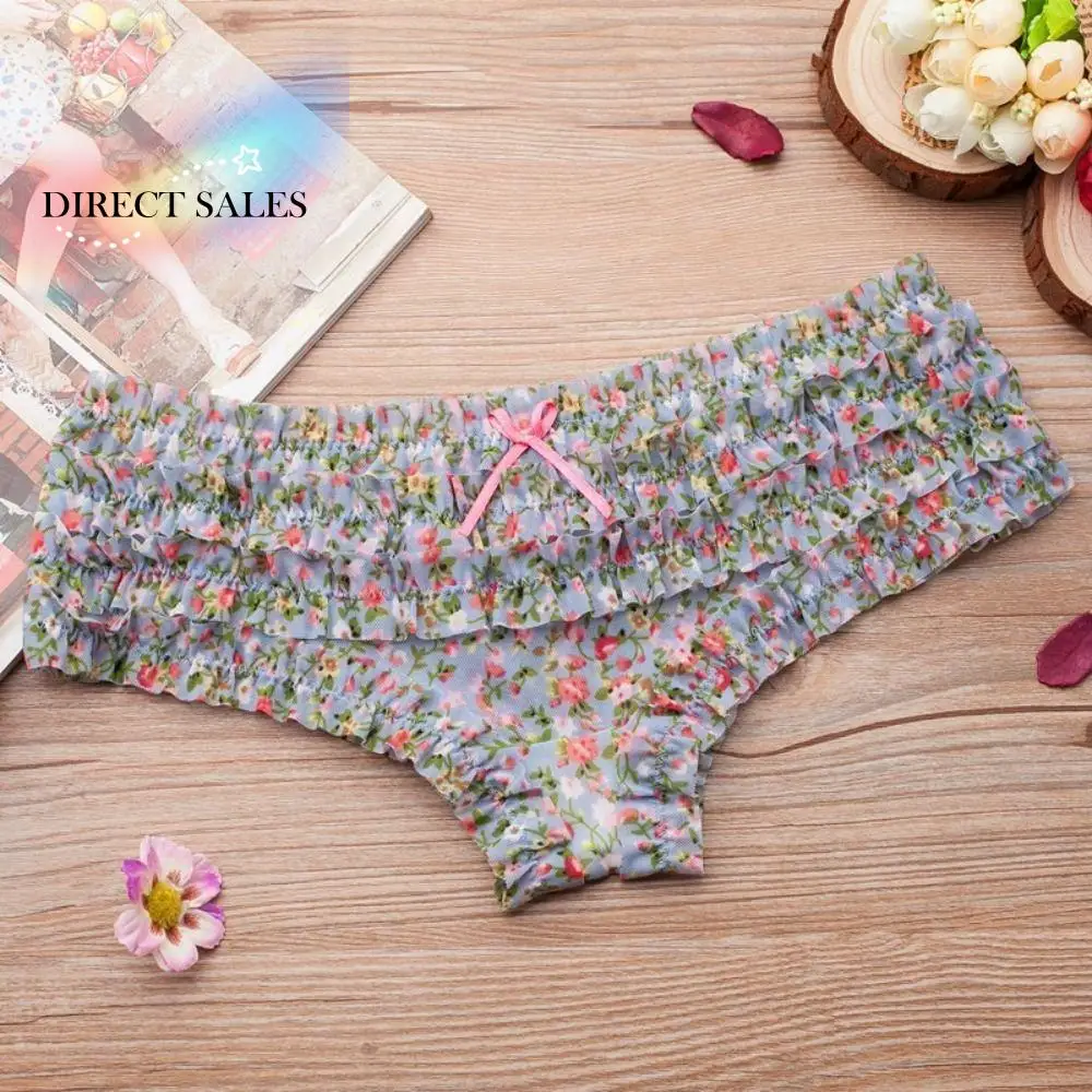 

Индивидуальное бикини, милые женские трусики, милые кружевные трусы с оборками и низкой талией, сетчатое женское нижнее белье с принтом в горошек и бантом, трусики