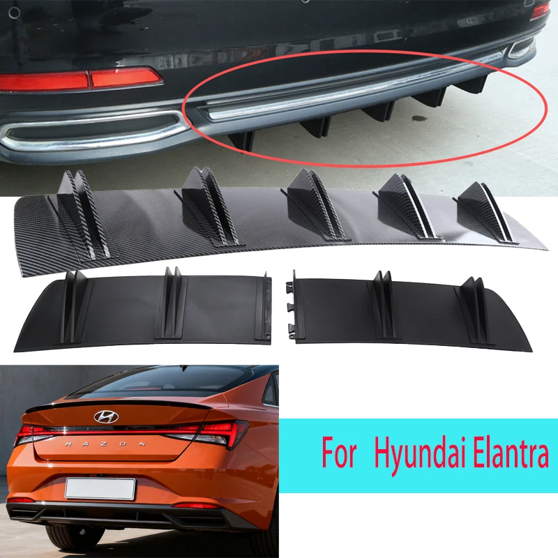 

For Hyundai Elantra Car Rear Bumper Lip ABS Double Wing Rear Shark Chassis Fin Style Curved Bumper Lip Diffuser Anti-collision