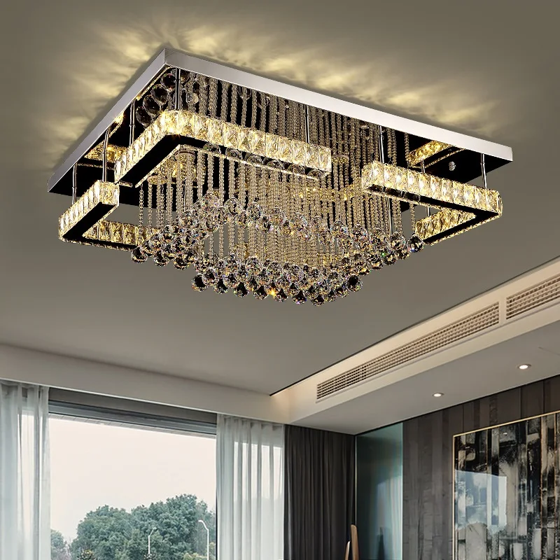 

Modern crystal ceiling lights living room luxury silver ceiling light bedroom led Ceiling Lamps dining crystal Fixtures kitchen