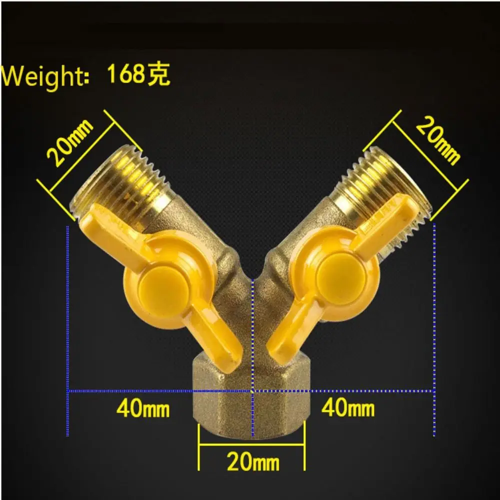 Brass Y Valve Durable 2 Way Y Shape Connectors Water Splitter