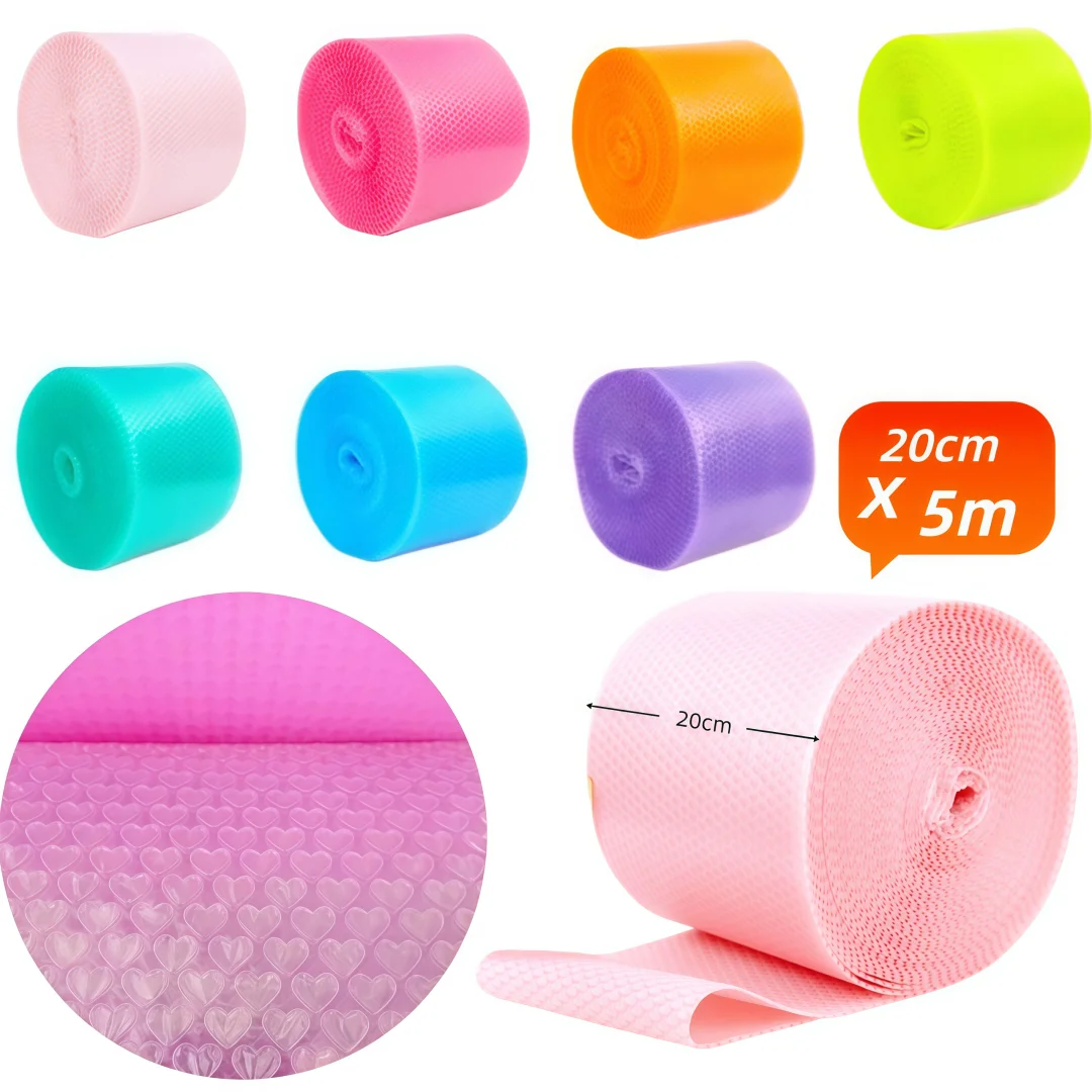 1Pcs 20cmx5 Meters Pink Blue Lovely Heart Shape Bubble Wrap Shockproof Package For Gifts Box Fragile Glass Goods Pack Party
