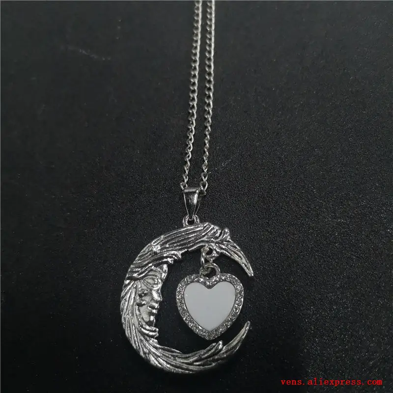 sublimation necklaces pendants moon necklace pendant for thermal transfer printing blank diy gifts  20pcs/lot