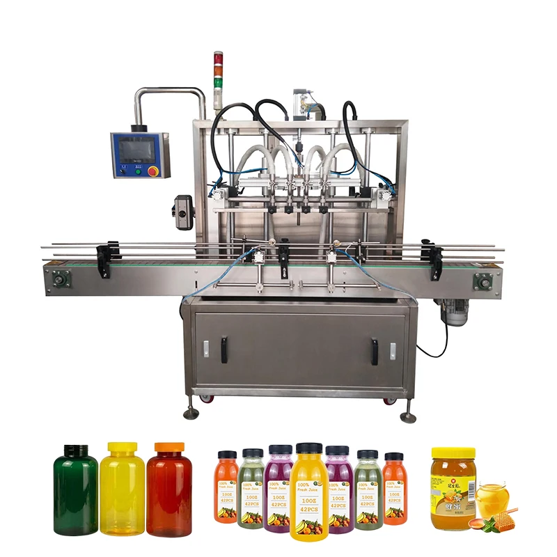 CustomIzed Style Oil Juice Liquid 4 Nozzles Piston Filling Machine Automatic