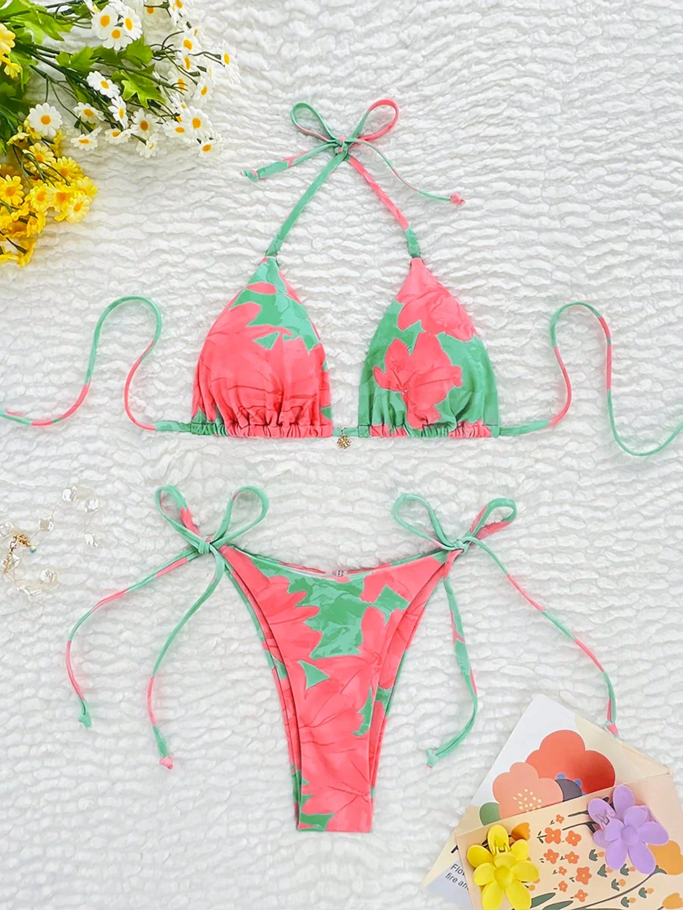 

new European and American fashion sexy print bikini triangle bag beach resort swimsuit for women
