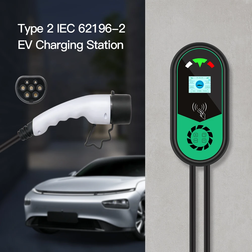 ECO EV Charging Station Type2 IEC62196-2 Plug 7.68KW 32A 1P with App Version Wallbox Charger 5m Cable Electric Vehicle Car