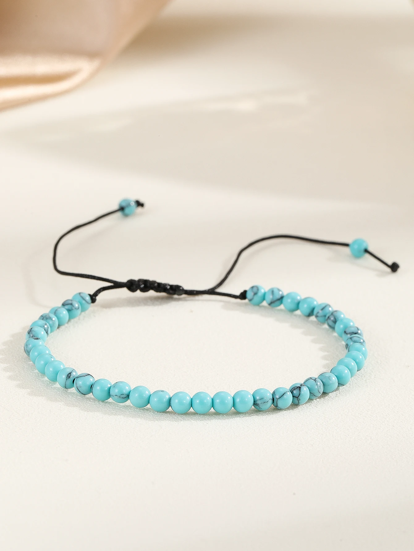 4mm Mini Energy Gemstone Bracelets Natural Stone Beaded Strand Light blue turquoise  Bracelet