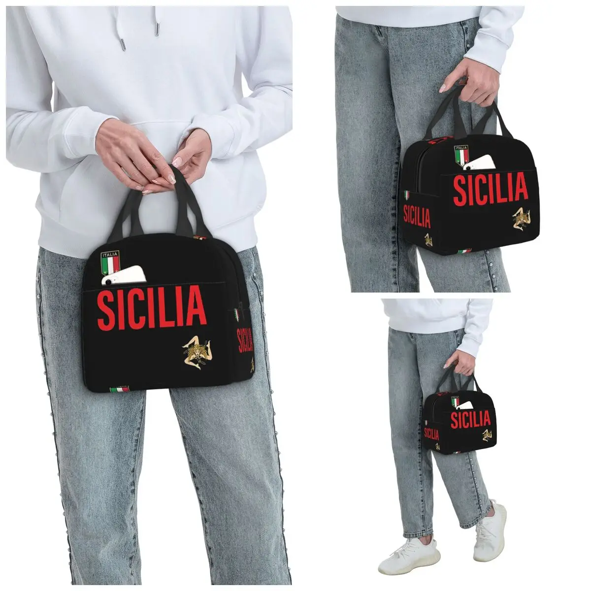 Sicily Jersey Insulated Lunch Bag for Kids School Cooler Thermal Food Box Tote Portable Lunch Boxes Container