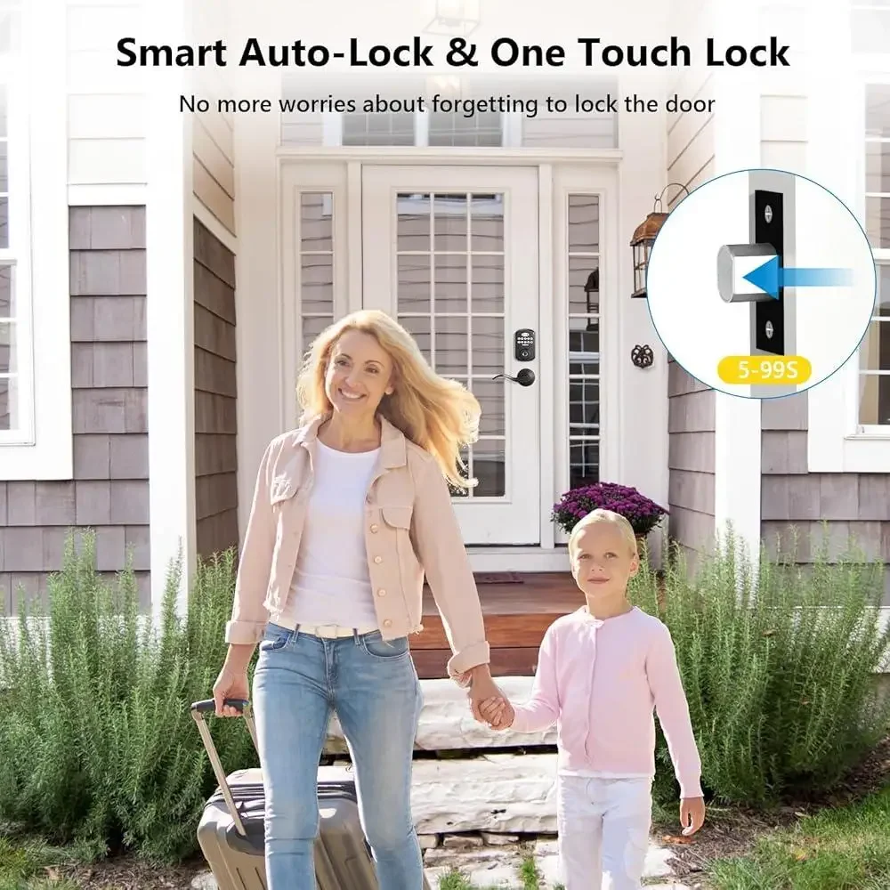 Fingerprint Door Lock Smart Keyless Entry Digital Lock Set Biometric Security Deadbolt with Keypad Handles Easy Install Weather