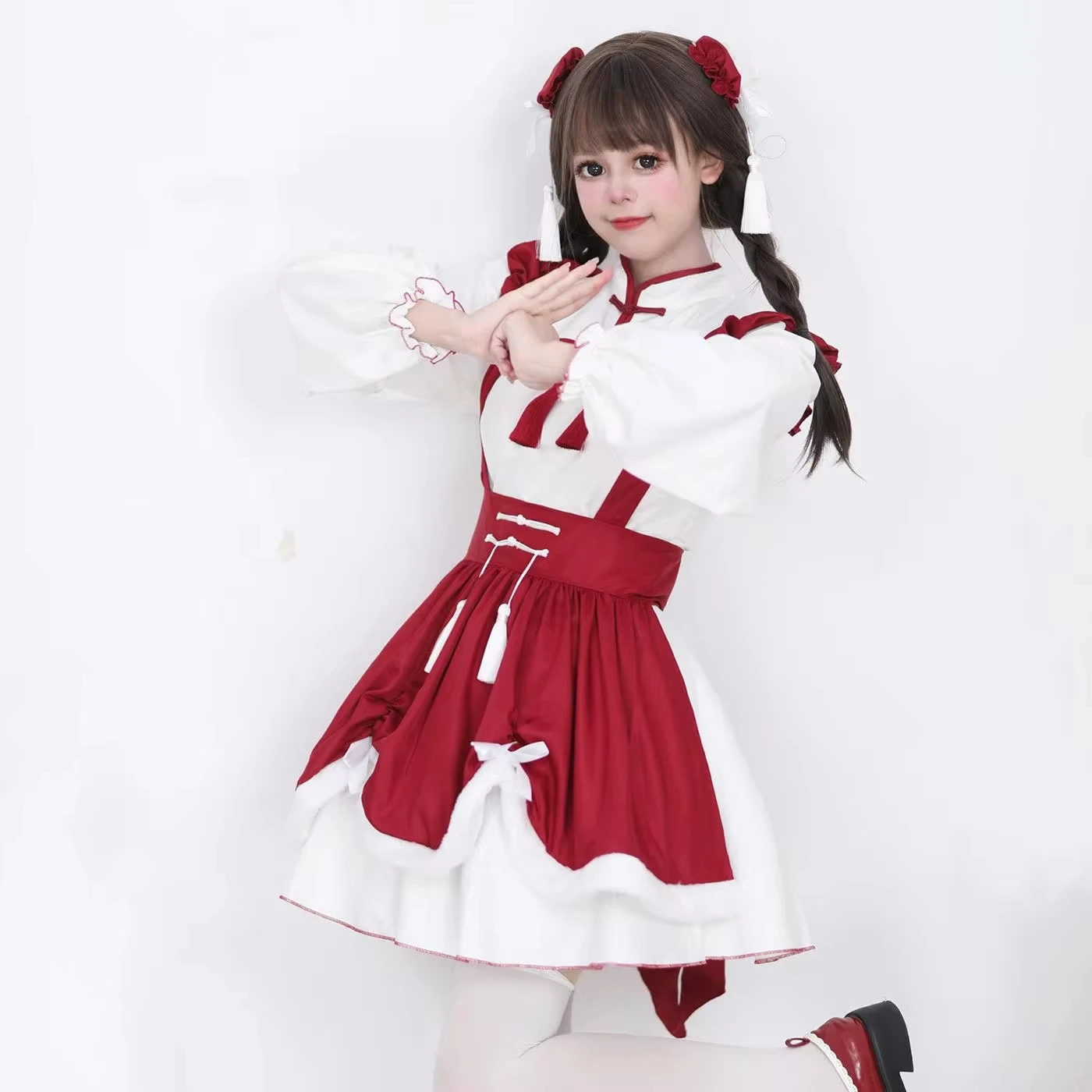 

Halloween Party Cosplay Women's Cute Lolita Dress Long Sleeve Castle Maid Waitress Costumes Carnival Masquerade Clothing Dress