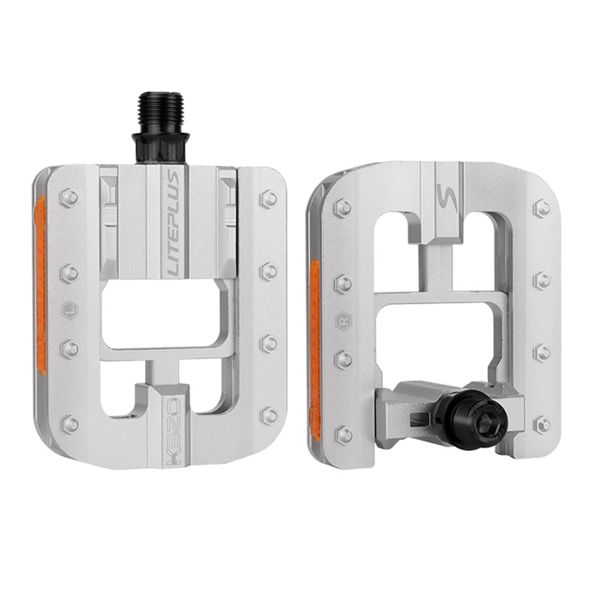 Liteplus Pedales plegables de bicicleta de aleación de aluminio, pedales de bicicleta plegables de rueda pequeña antideslizantes, accesorios para bicicletas,C