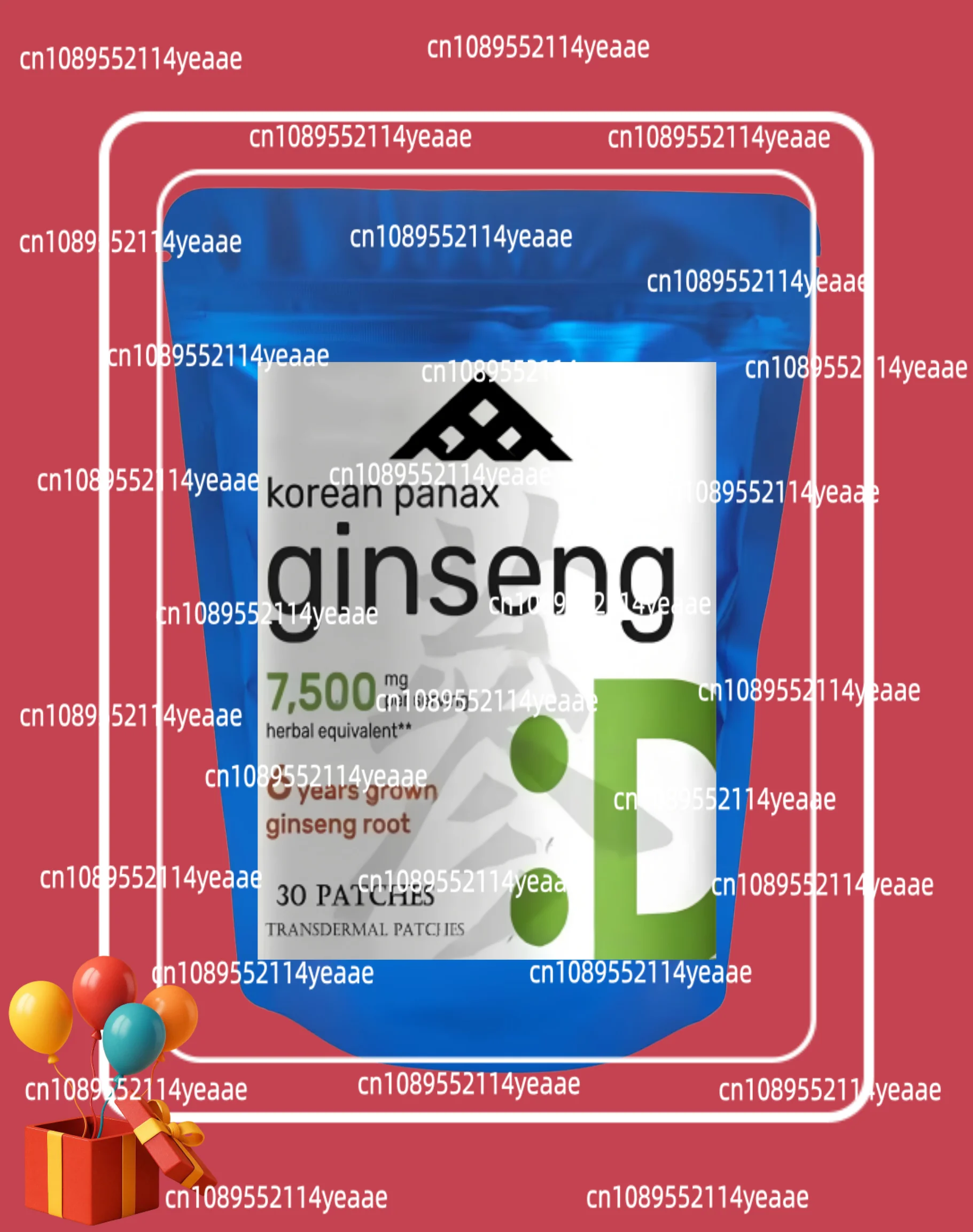30 Patches Korean Red Ginseng Root Transdermal Patches for Energy, Focus, Performance, Vitality & Immune