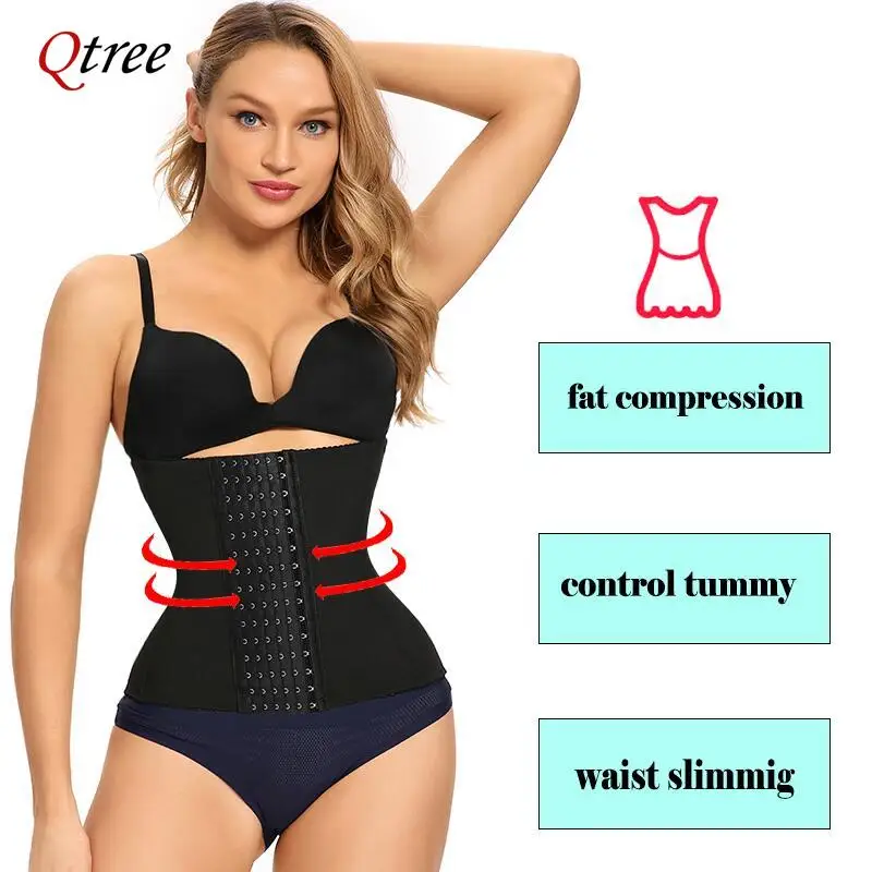 Qtree 6 Ganci Vita Trainer Cintura Donna Pancia Trimmer Body Shaper Corsetto Firm Pancia Cintura di Controllo Corsetto di Compressione Ossea in