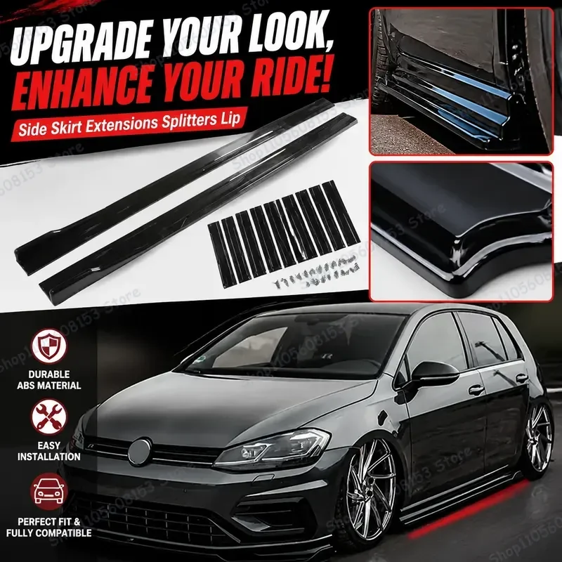 For BMW VW Golf MK6 MK7 Honda Audi Side Skirt Extensions Universal Rocker Panels Diffuser Winglets Body Kit Aerodynamic Trim