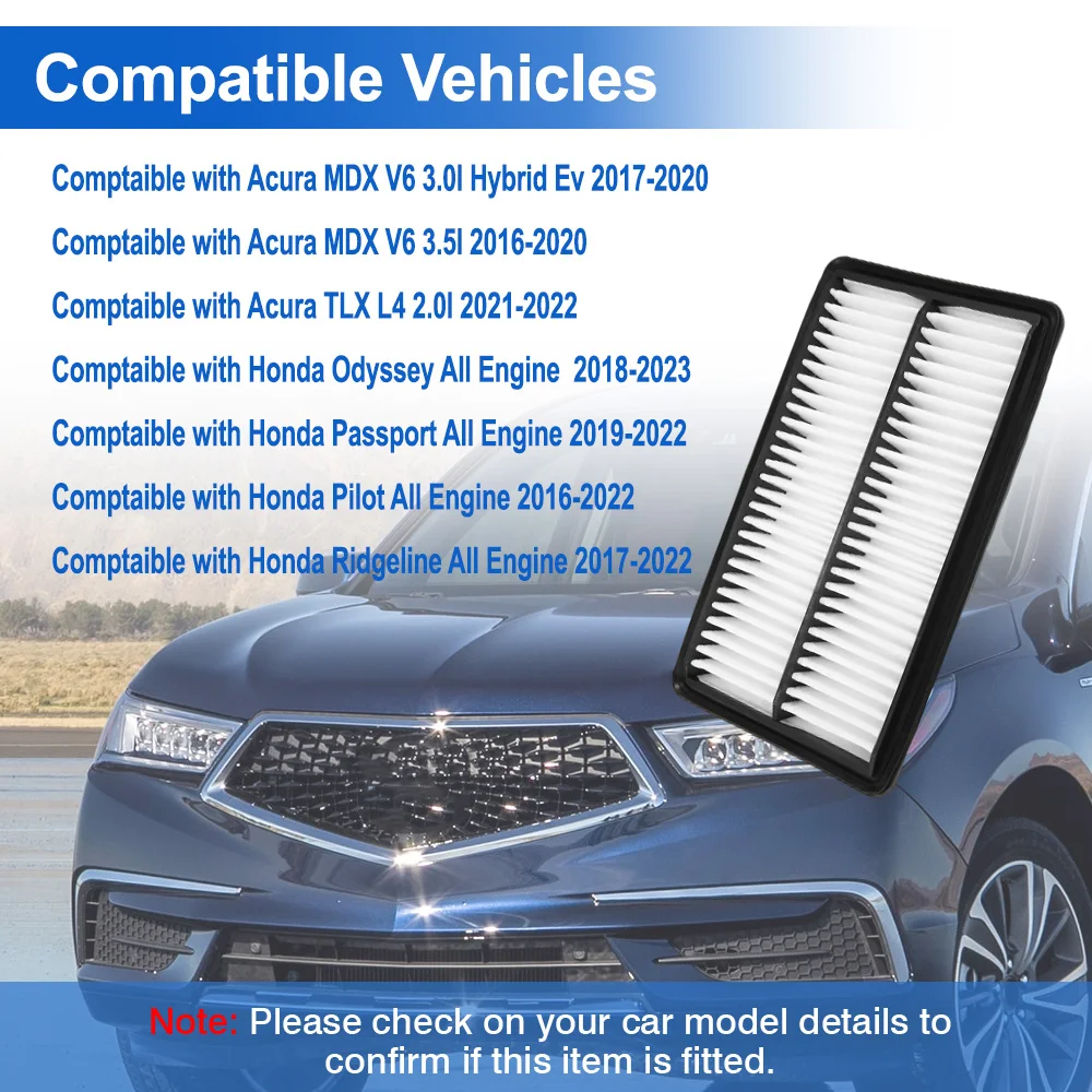 

Car Engine Air Intake Filter 17220-5J6-A10 For Acura MDX V6 3.0l Hybrid Ev 3.5l For Honda Odyssey Passport Pilot All Engine