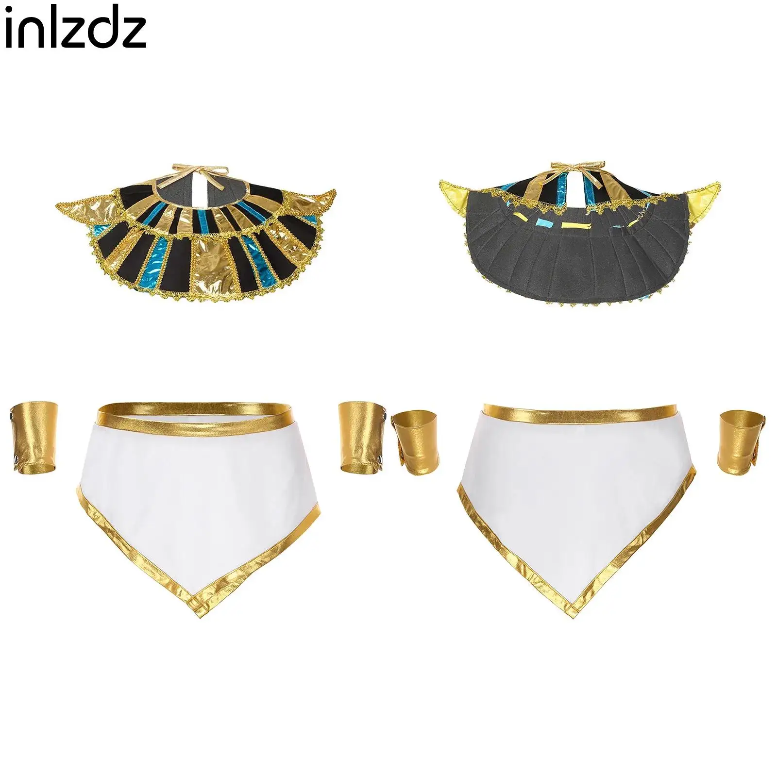 

Halloween Ancient Egypt Egyptian Pharaoh Costume for Men King Cosplay Carnival Medieval Party Skirt And Sleeves Stage Outfits