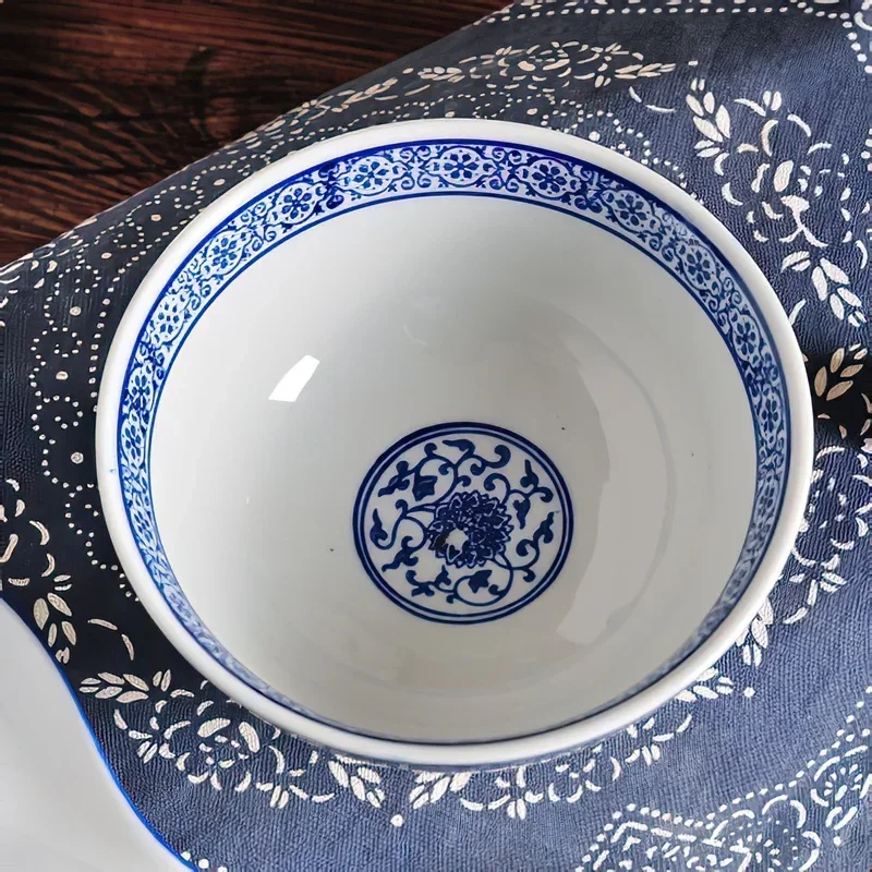 Ceramic Bowl Blue and White Porcelain Japanese Bone China Tableware Household Kitchen Supplies Rice Noodle 10 Inch Large Bowl