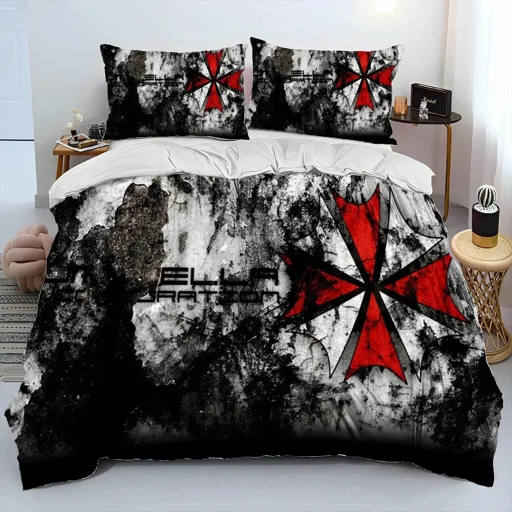 3D R-Resident Evil Games Gamer Comforter Bedding Set,Duvet Cover Bed Set Quilt Cover Pillowcase,king Queen Size Bedding Set Boys view 4