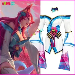 ANIMECC in stock S-2XL  Ahri Cosplay Costume Spirit Blossom League of Legends Cosplay Outfits Wig Halloween party for Women Girl