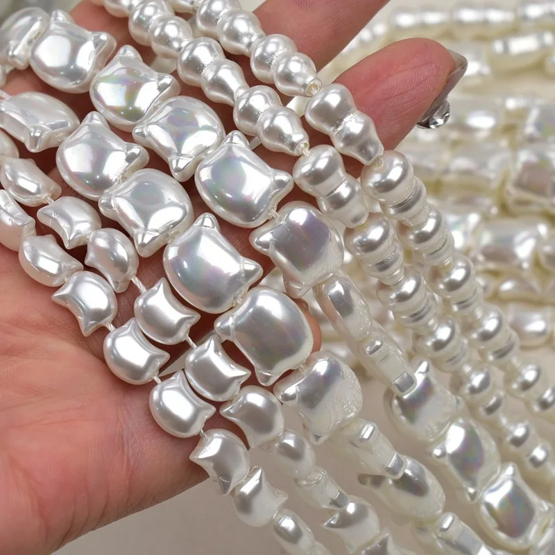 

High Quality Imitation Baroque Pearls Beads White Cat Shape Loose Beads For Jewelry Making DIY Necklace Bracelets Accessories
