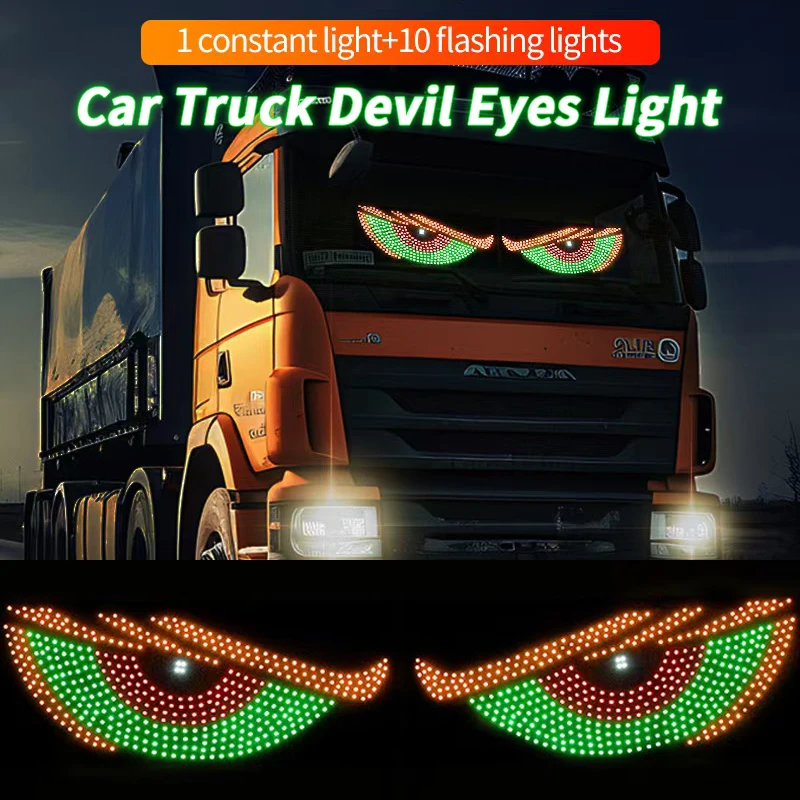 2PCS 24V 12V USB LED Devil Eye Dynamic Big Devil Eyes Light for Cars Programmable Window Screen LED Display Multi-Mode for Truck