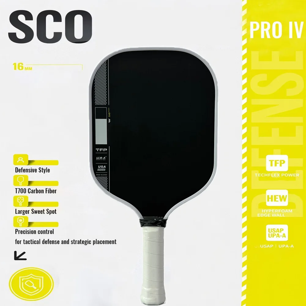 

SCO-Pro IV Pickleball Paddle OEM Gen 4, пенопластовый сердечник TFP T700, углеродное волокно