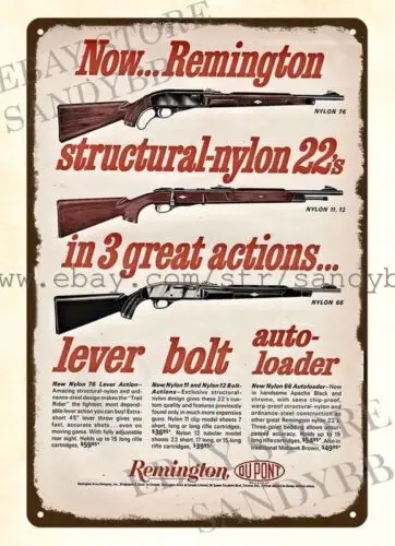 1980 REMINGTON Nylon 22 Rifle GUN firearm hunting metal tin sign old living