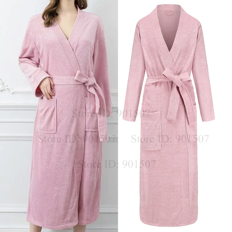 Lady Solid Color Shower Kimono Bathrobe Nightgown Couple Robes Sleepwear Four Seasons Wear Sleepwear Loungewear Loose Homewear