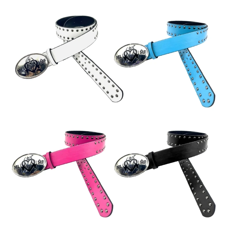 MXMB Rock Nity Pasek Regulowany pasek ćwiekami Modny pasek na biodra