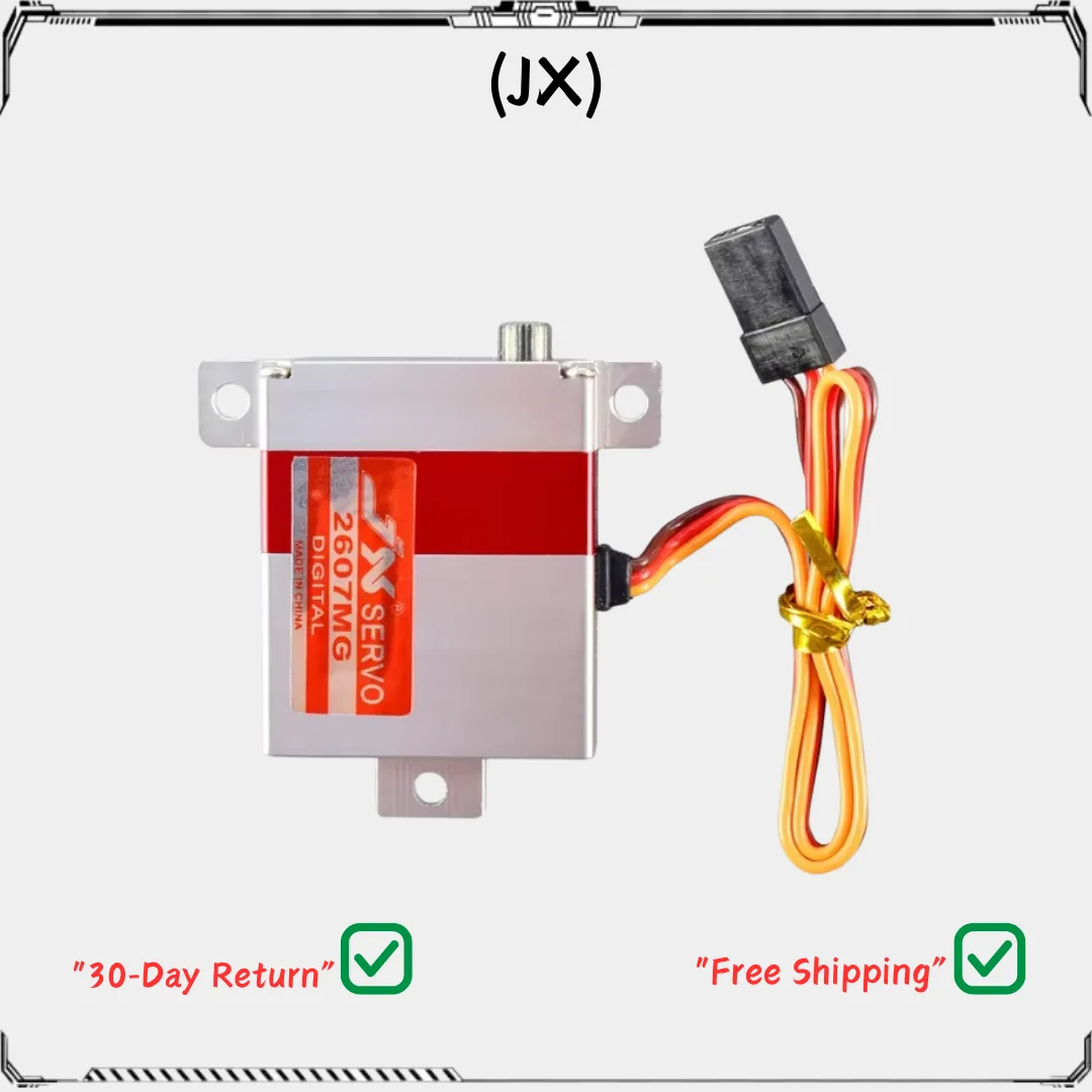 

JX Servo PDI-2607MG 72 кг 0,13 сек Цифровая металлическая шестерня — алюминиевый корпус с двумя шарикоподшипниками для RC планер-дрон FPV