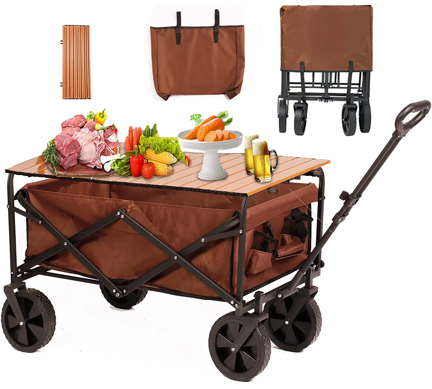 

# Hot Sales Utility Portable Folding Wagon Garden Carts With Board Table Outdoor Camping Cart Plate Heavy Duty Wagon Shopping Ca