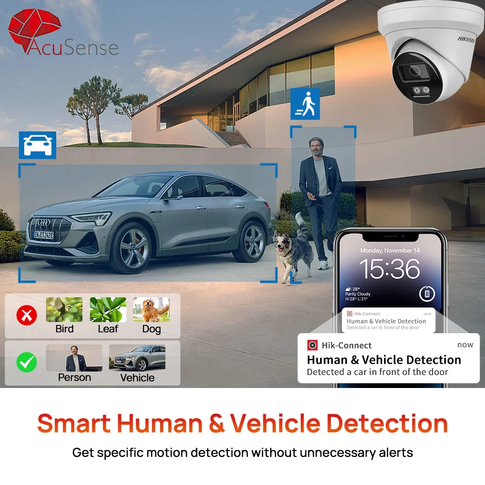 كاميرا Hikvision DS-2CD2383G2-LI2U/SL 4K 8MP IP كاميرا ذكية هجينة خفيفة وميكروفون مكبر صوت برج Acusense تحذير الضوء الأحمر والأزرق #4