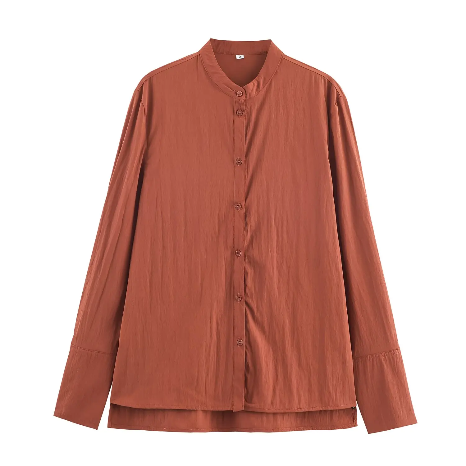 

2025 New Style Draped Shirt for Women European & American Style Versatile Stand Collar Draped Loose-Fit Shirt