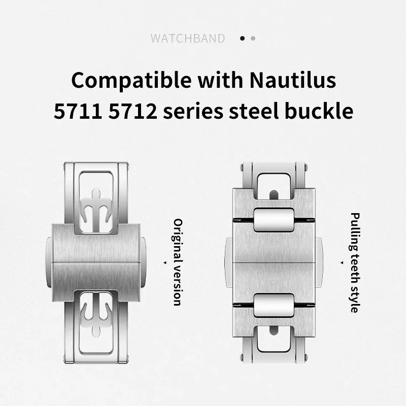 Premium Stainless Steel Deployment Buckle for Patek Nautilus 5711 5712 5726 5811 8mm Brushed Polished Folding Clasp Watch Band