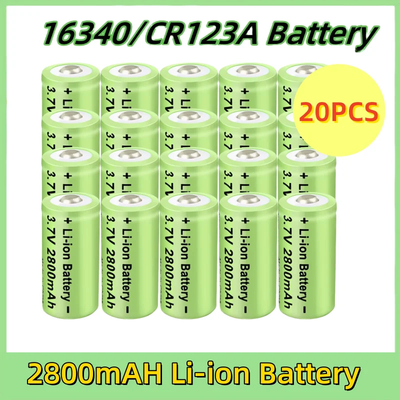 

Hot 20PCS 2800mAh CR123A Rechargeable Battery 3.7V Li-ion 16340 Batteries for LED Flashlight Travel 16340 CR123A Battery