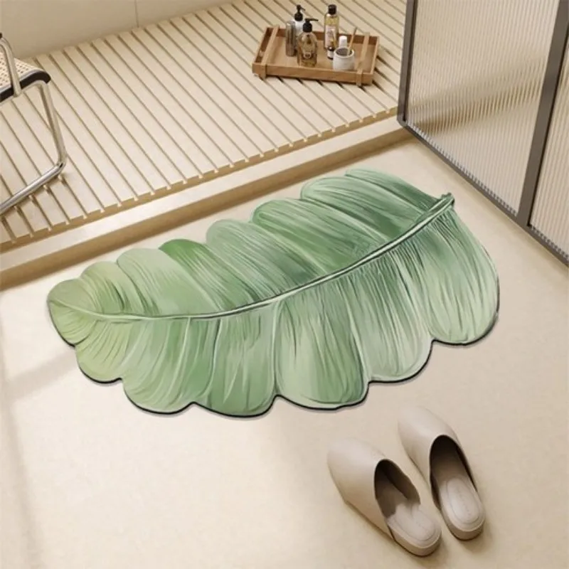 VIKAMA Ins Fresh Green Anti Slip Water Absorbing Quick Drying Bath Mat Shower Room Bath Rug Bathroom Carpet Home Decoration